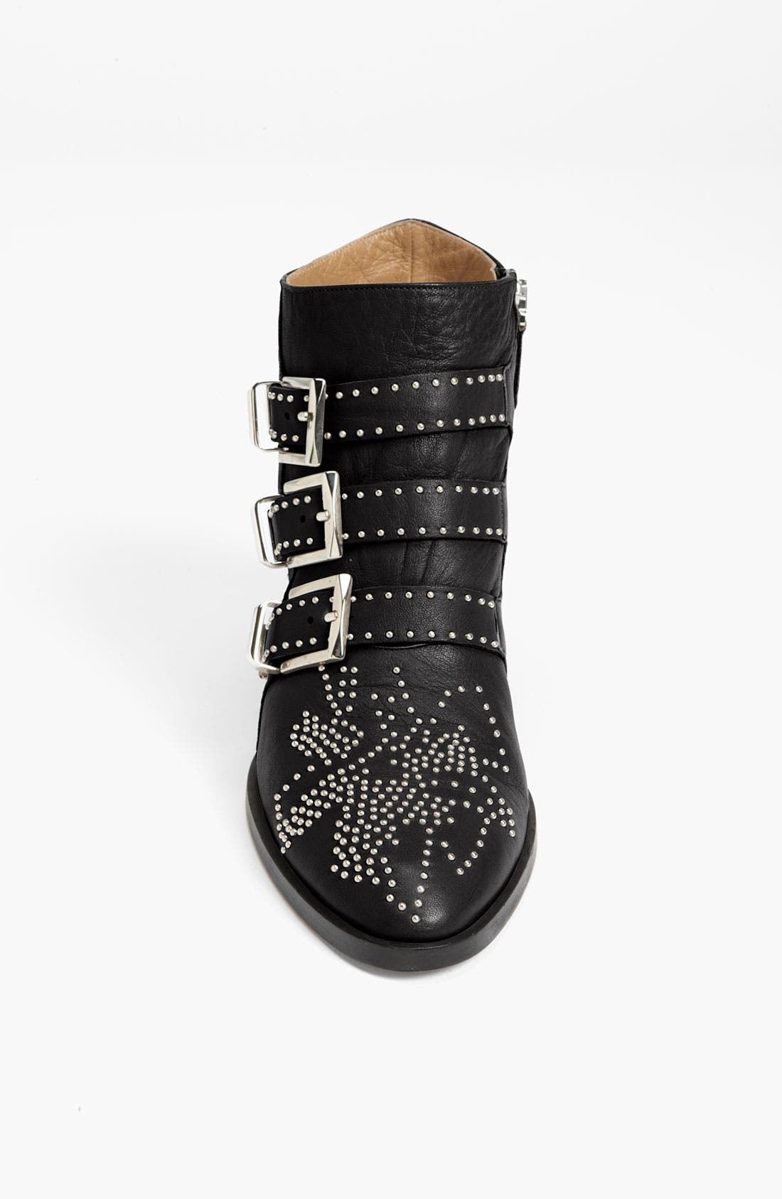 'Suzanna' Stud Buckle Bootie, Alternate, color, BLACK