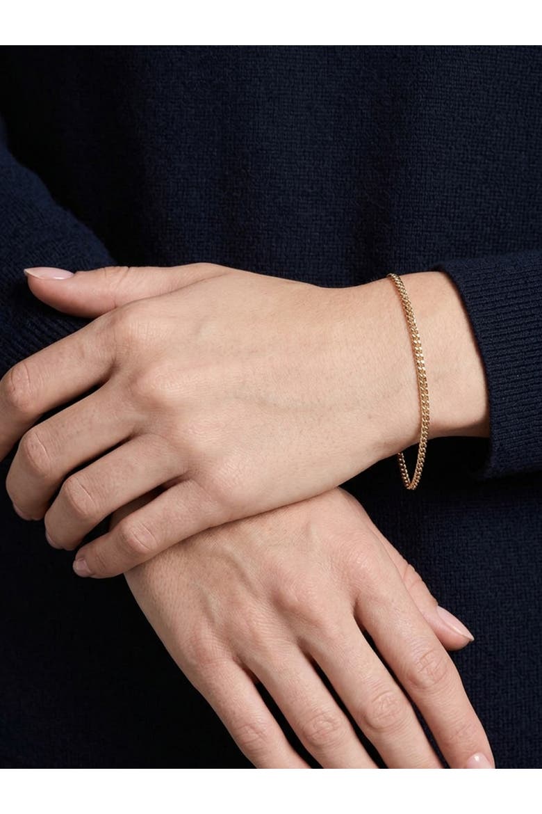 Dainty Cuban Chain Bracelet in 14K Gold, 2mm, Alternate, color, Gold