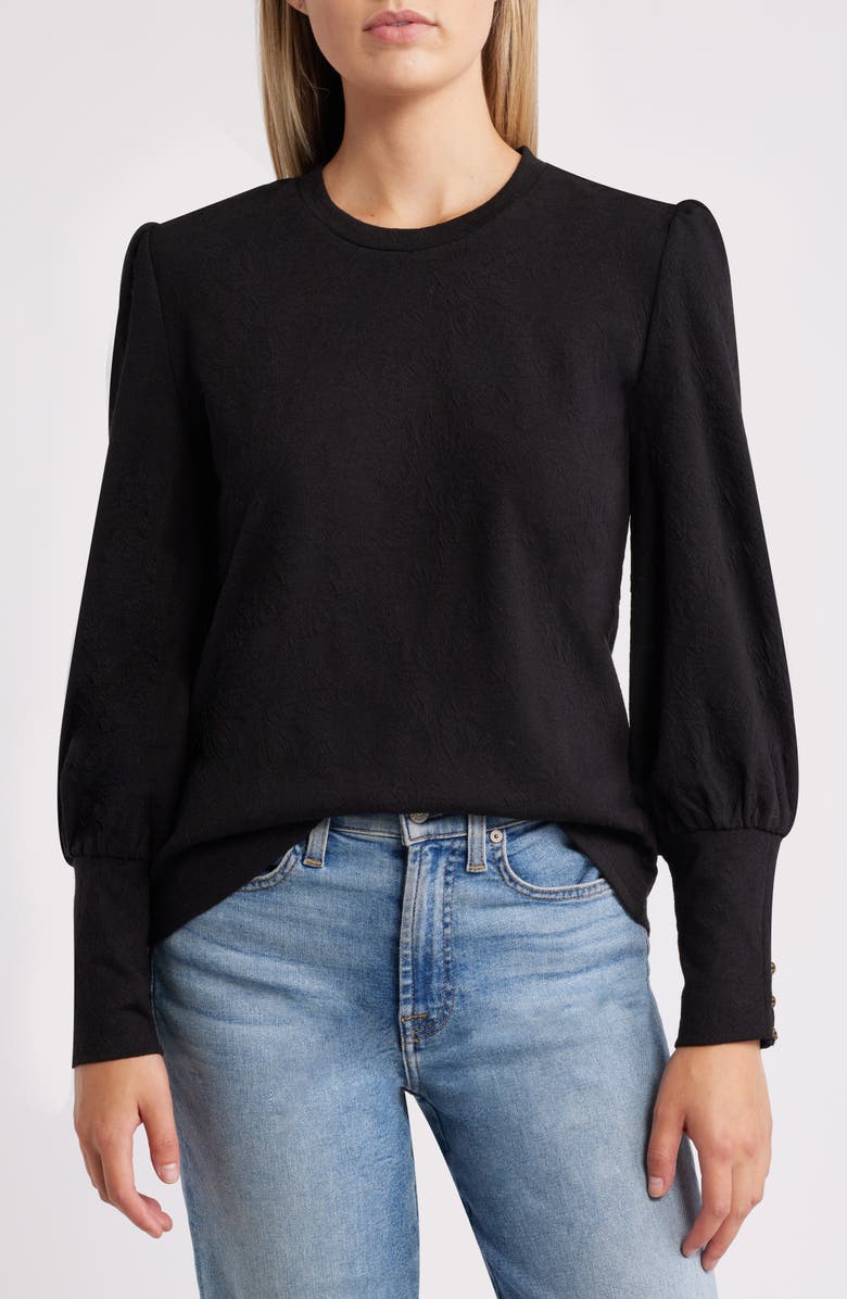 Bobeau Jacquard Balloon Sleeve Sweater, Main, color, 