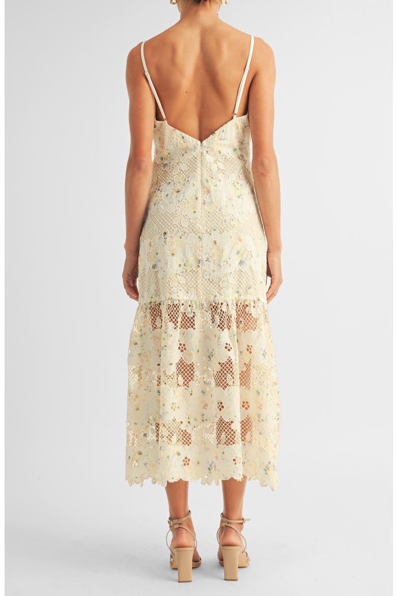 Sabrina Floral Lace Midi Dress, Alternate, color, CREAM