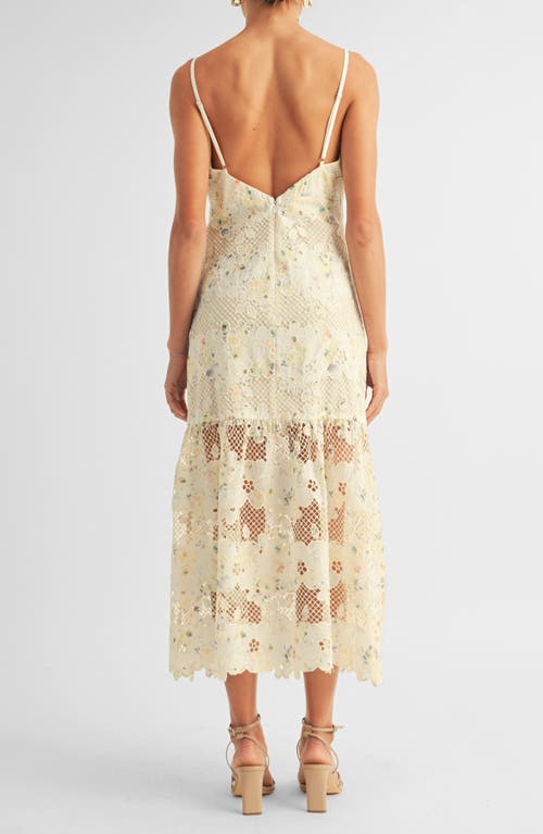 Arose Studio Sabrina Floral Lace Midi Dress In Gold