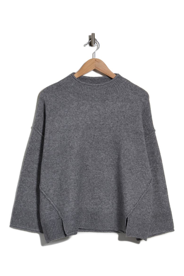 Exposed Seam Mock Neck Sweater, Alternate, color, H GREY