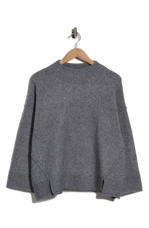 Exposed Seam Mock Neck Sweater