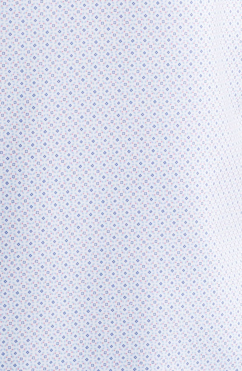 Peter Millar Champers Micromedallion Print Short Sleeve Performance Poplin Button-Up Shirt, Alternate, color, 