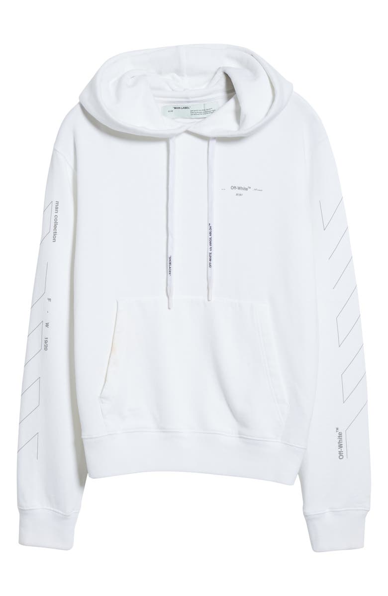 Off-White Diagonal Unfinished Slim Fit Hoodie, Alternate, color, 