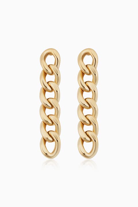 14K Yellow Gold Carmine Curb Drop Earrings