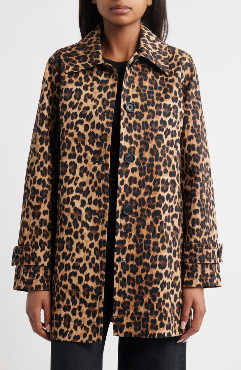 Sam Edelman Leopard Print Water Repellent Rain Jacket, Alternate, color, Leopard