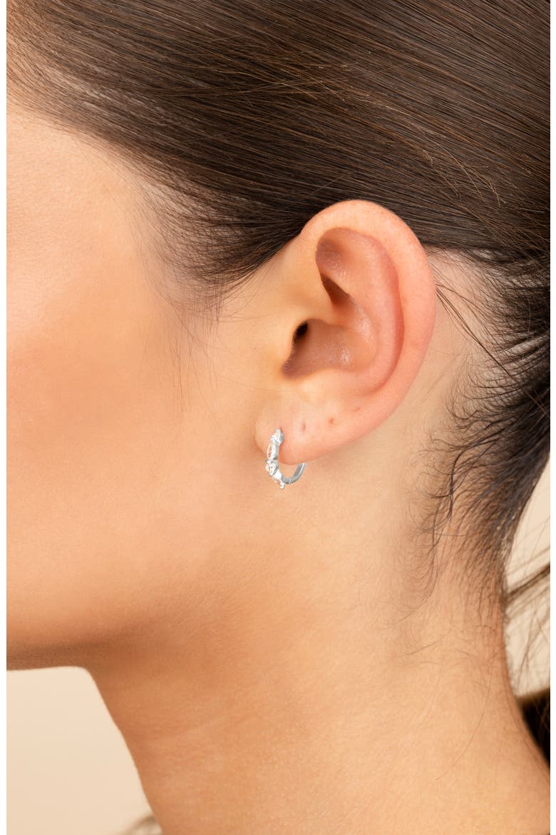 Kensington Cubic Zirconia Hoop Earrings, Alternate, color, SILVER