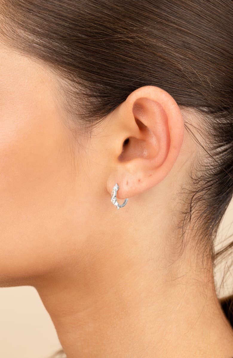 Sterling Forever Kensington Cubic Zirconia Hoop Earrings, Alternate, color, 