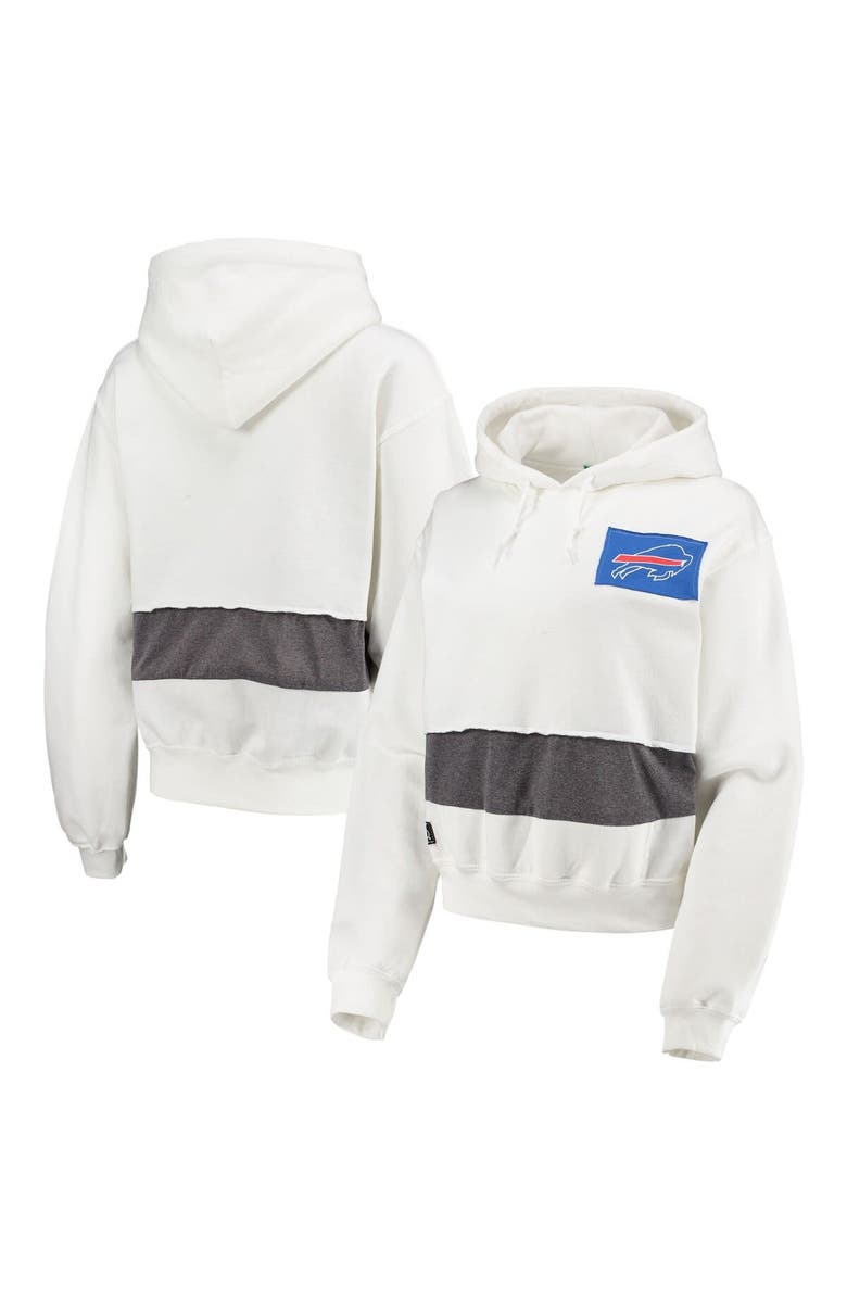 REFRIED APPAREL Women's Refried Apparel White Buffalo Bills Sustainable Crop Dolman Pullover Hoodie, Main, color,