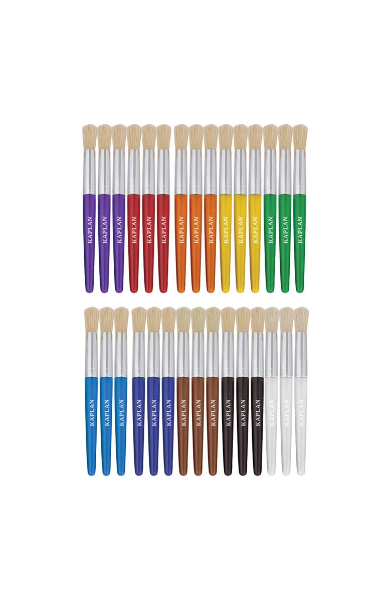 Kaplan Early Learning Company Paintbrushes Round-Tipped Chubby Handle - Set of 30, Alternate, color, Multicolored