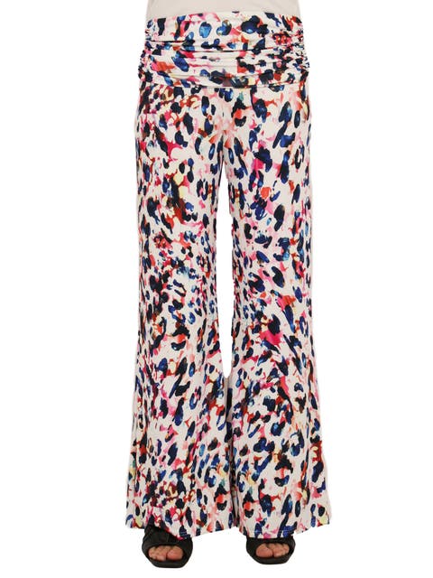 Womens Essential Cheetah Print Foldover Waist Wide Leg Pants