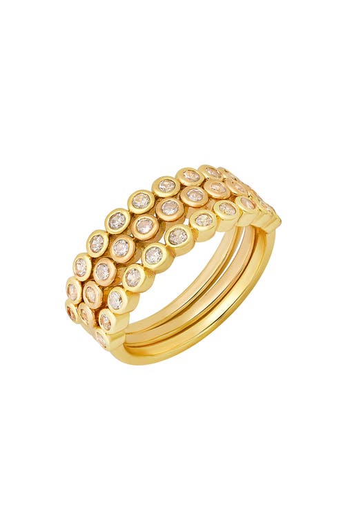 Hmy Jewelry Simulated Diamond Bezel Stacking Ring In Gold