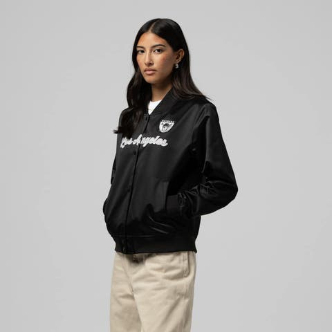 Women's Mitchell & Ness  Black Las Vegas Raiders Full-Snap Satin Jacket