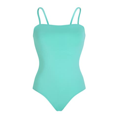 Square Front Neckline One-piece Swimsuit Solid