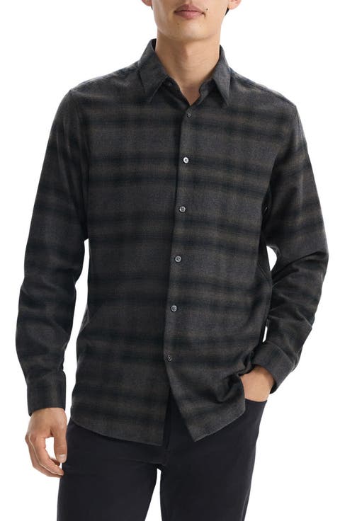 Irving Plaid Cotton Flannel Button-Up Shirt