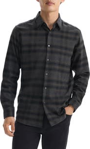 Theory Irving Plaid Cotton Flannel Button-Up Shirt