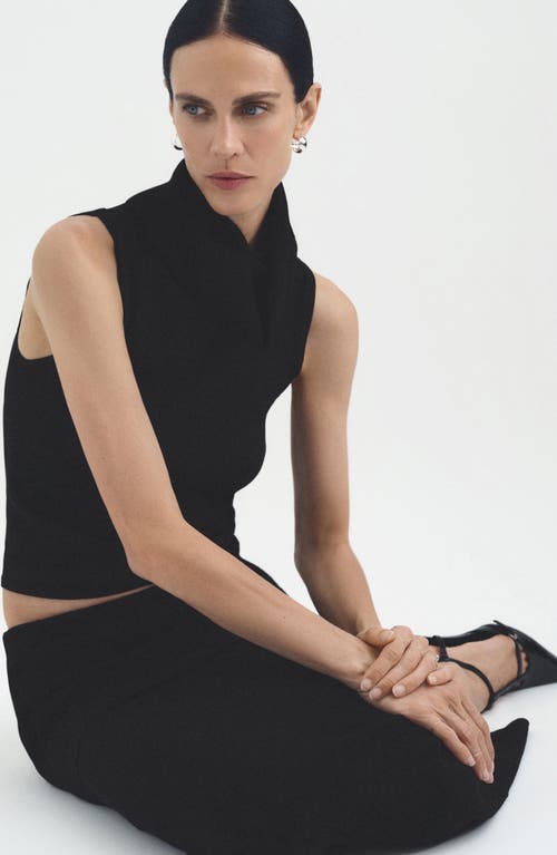 Mango Rib Midi Skirt In Black
