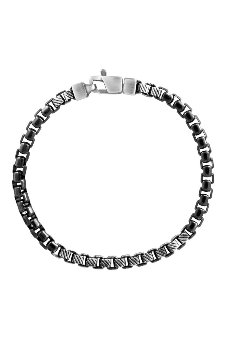 Men's Sterling Silver Box Chain Bracelet, Main, color, SILVER