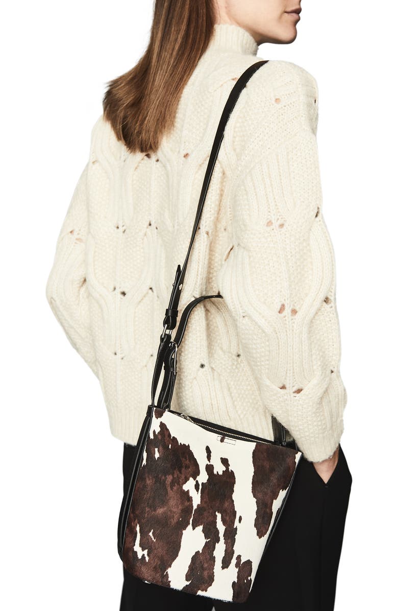 Reiss Hudson Mini Calf Hair Bucket Bag, Alternate, color,