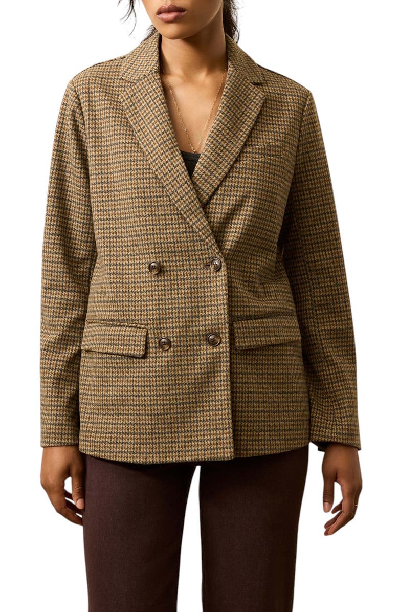 Faherty Inlet Houndstooth Double Breasted Knit Blazer, Main, color, Rockhill Houndstooth