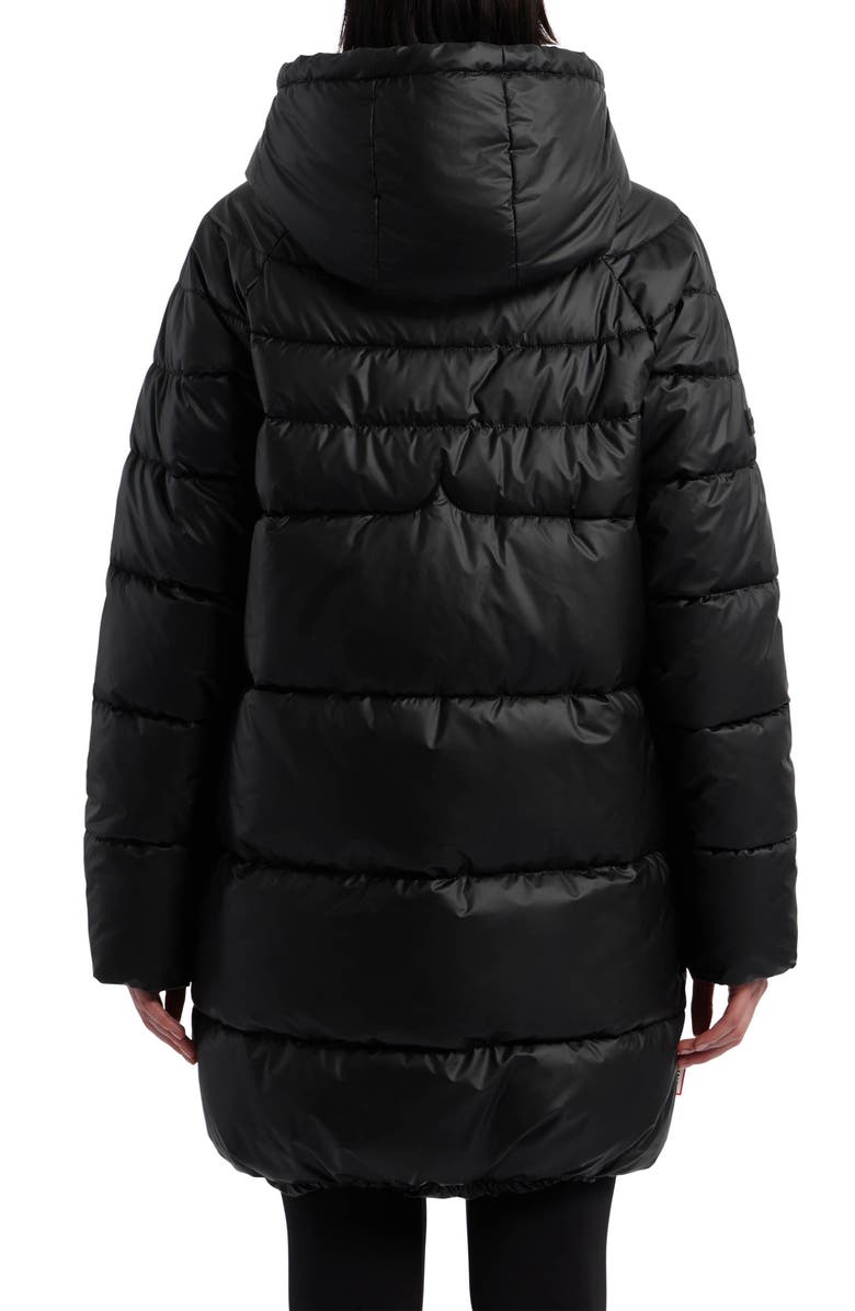 Hunter Almond Water Repellent Faux Shearling Lined Hooded Puffer Jacket, Alternate, color, Black