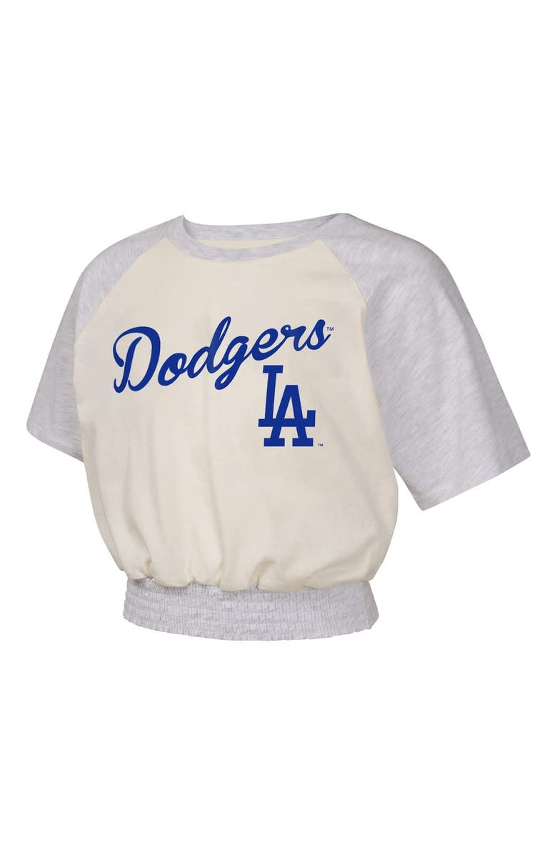 Outerstuff Girls Youth  Cream Los Angeles Dodgers Curve Ball Fashion Raglan T-Shirt, Alternate, color, 