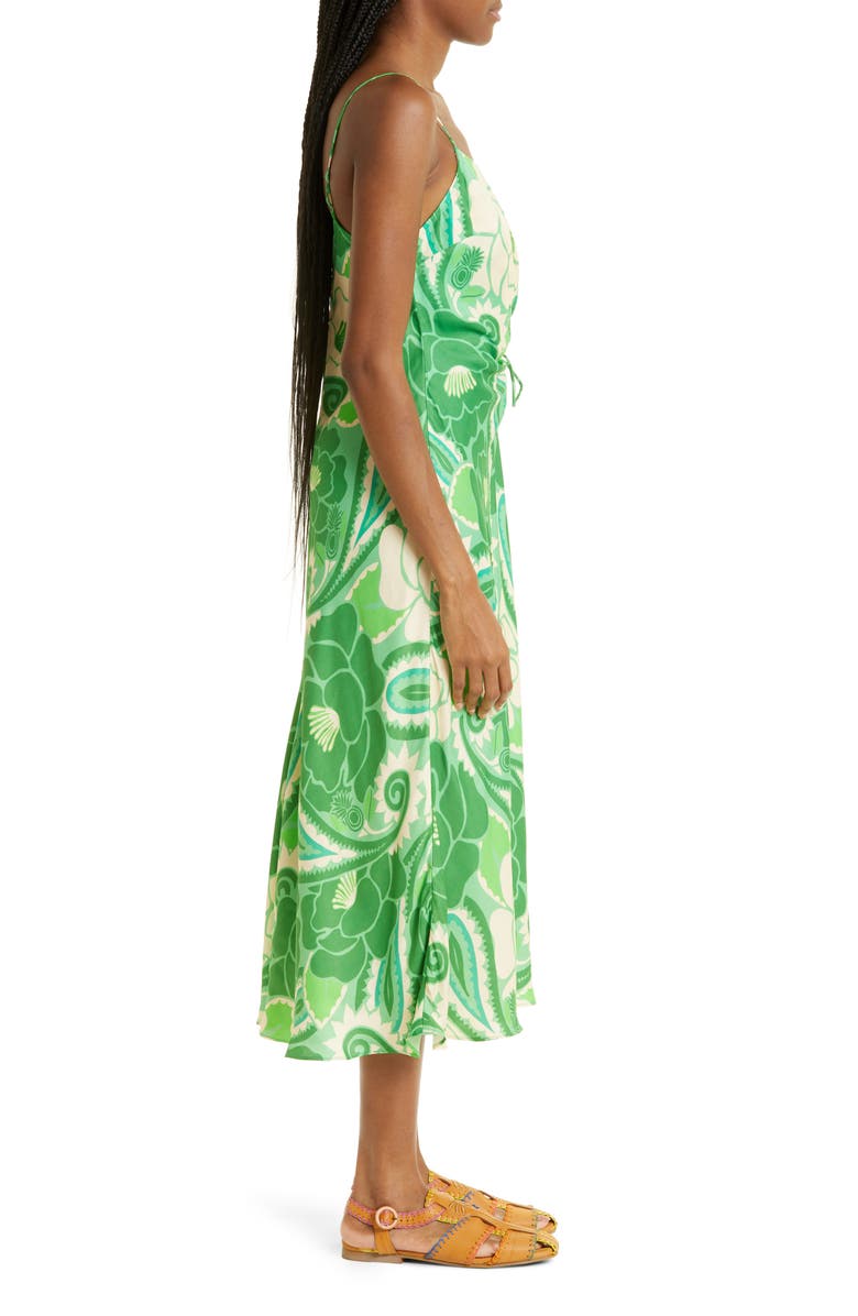 FARM Rio Tropical Groved Cinched Tie Midi Dress, Alternate, color, 
