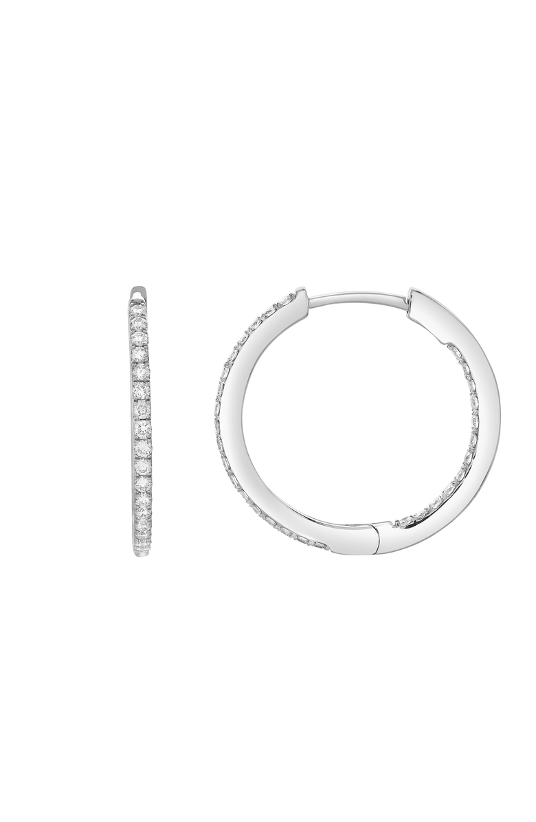 LuvMyJewelry Everbloom Sleek Inside Out Diamond Set Hoop Earrings in 14K Gold, Main, color, 14K White Gold