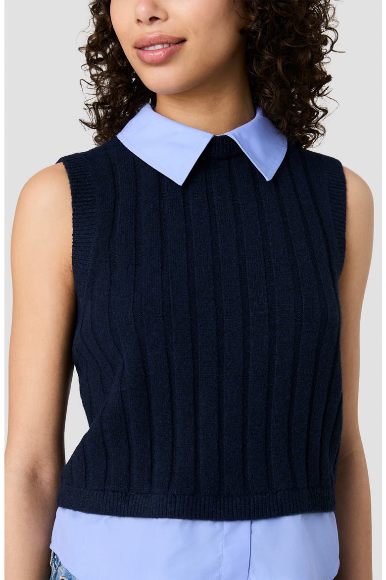 Aleyna Ribbed Sweater Vest, Alternate, color, ALEYNA KNIT W/ COMBO POPLIN