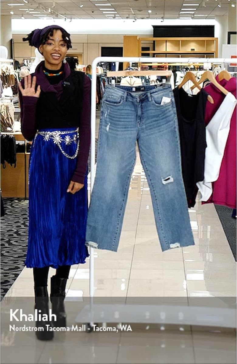 Kelsey Fab Ab High Waist Raw Hem Ankle Flare Jeans, sales video thumbnail