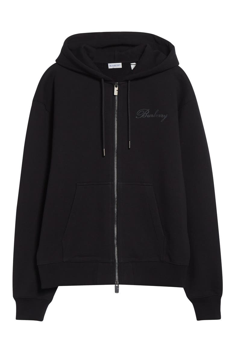 Rory Logo Embroidered Cotton French Terry Zip Hoodie, Alternate, color, BLACK