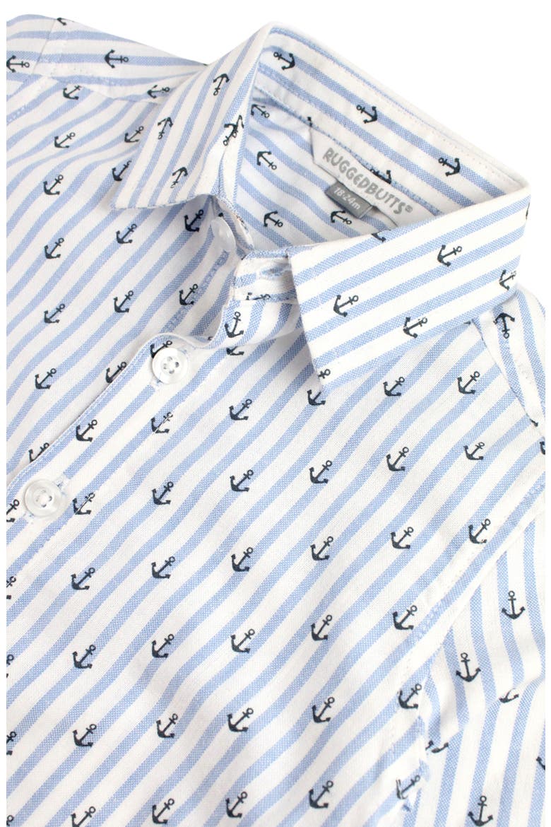 Anchors Stripe Button-Up Shirt, Alternate, color, WHITE