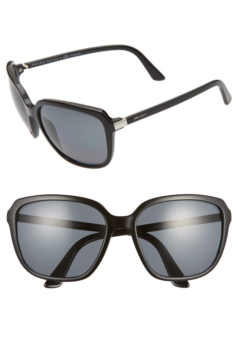 Prada 58mm Polarized Sunglasses, Main, color, 