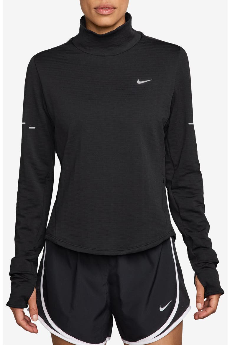 Therma-FIT Swift Mock Neck Running Top, Main, color, 010 BLACK/ REFSIL