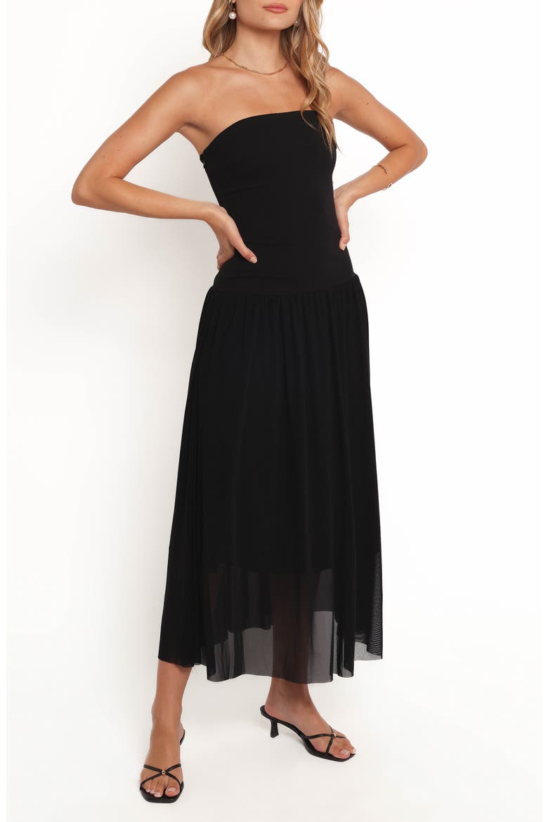 Caitie Strapless Sundress, Alternate, color, BLACK