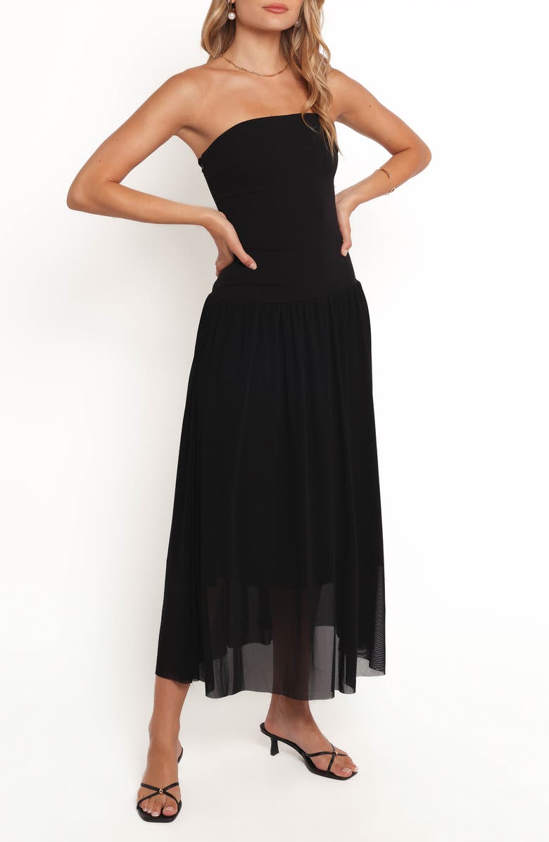 Petal & Pup Caitie Strapless Sundress, Main, color, Black