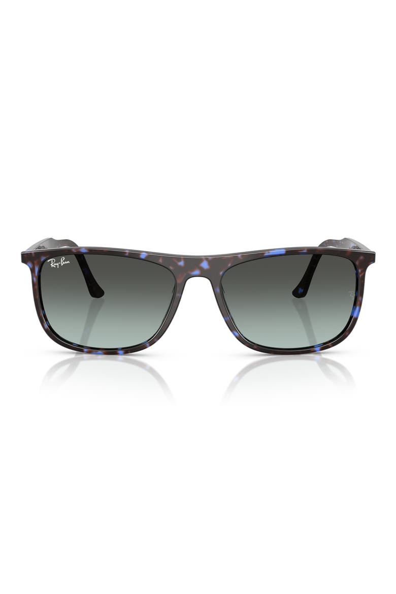 58mm Gradient Rectangular Sunglasses, Main, color, BLUE HAVANA