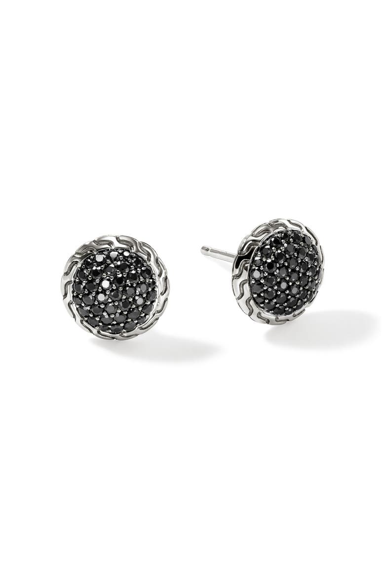 JH Essentials Stud Earrings, 10mm, Main, color, SILVER/BLACK