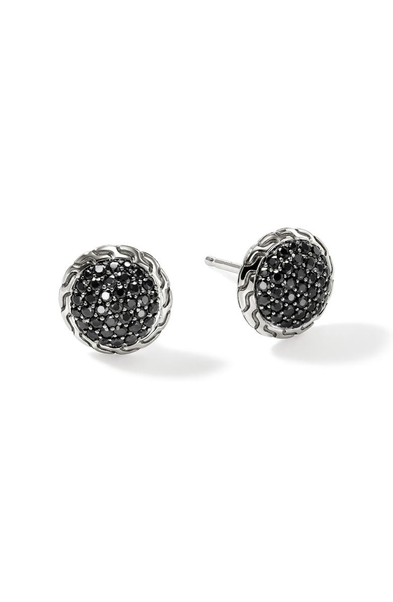 John Hardy JH Essentials Stud Earrings, 10mm, Main, color, Silver/Black