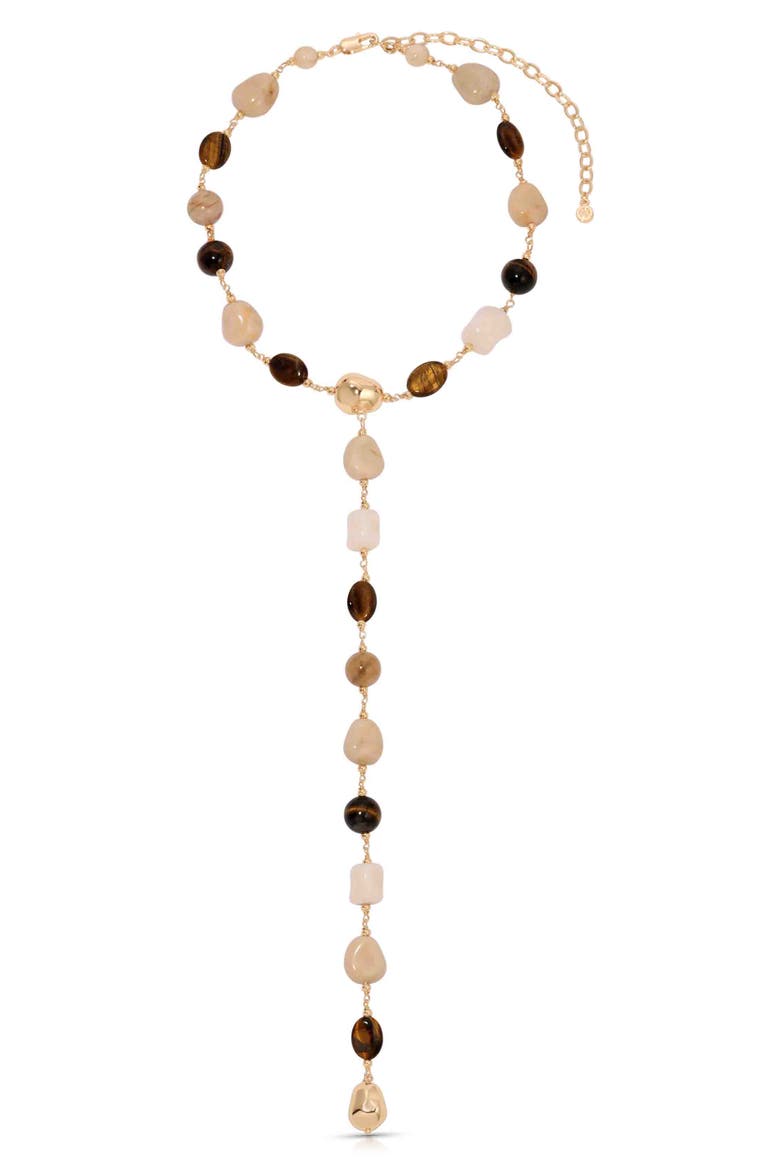 Serene Stone Lariat Necklace, Alternate, color, BEIGE