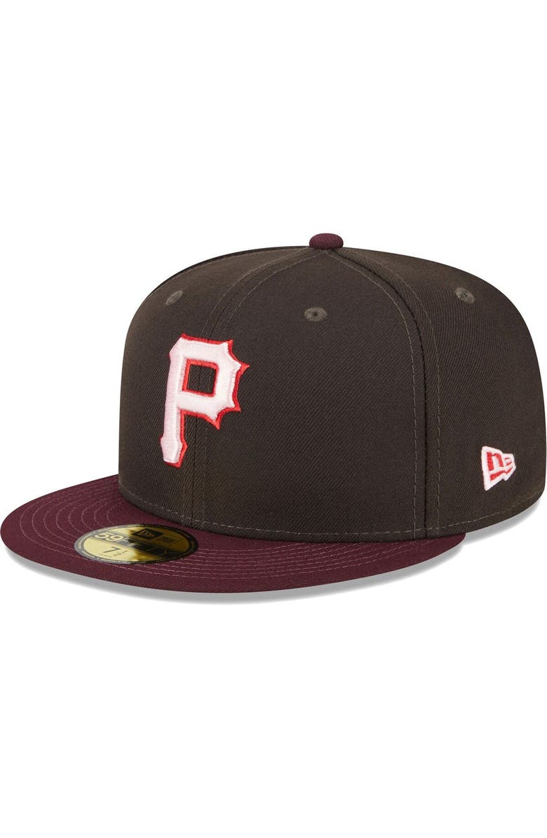 New Era Men's New Era Brown/Maroon Pittsburgh Pirates Chocolate Strawberry 59FIFTY Fitted Hat, Alternate, color,
