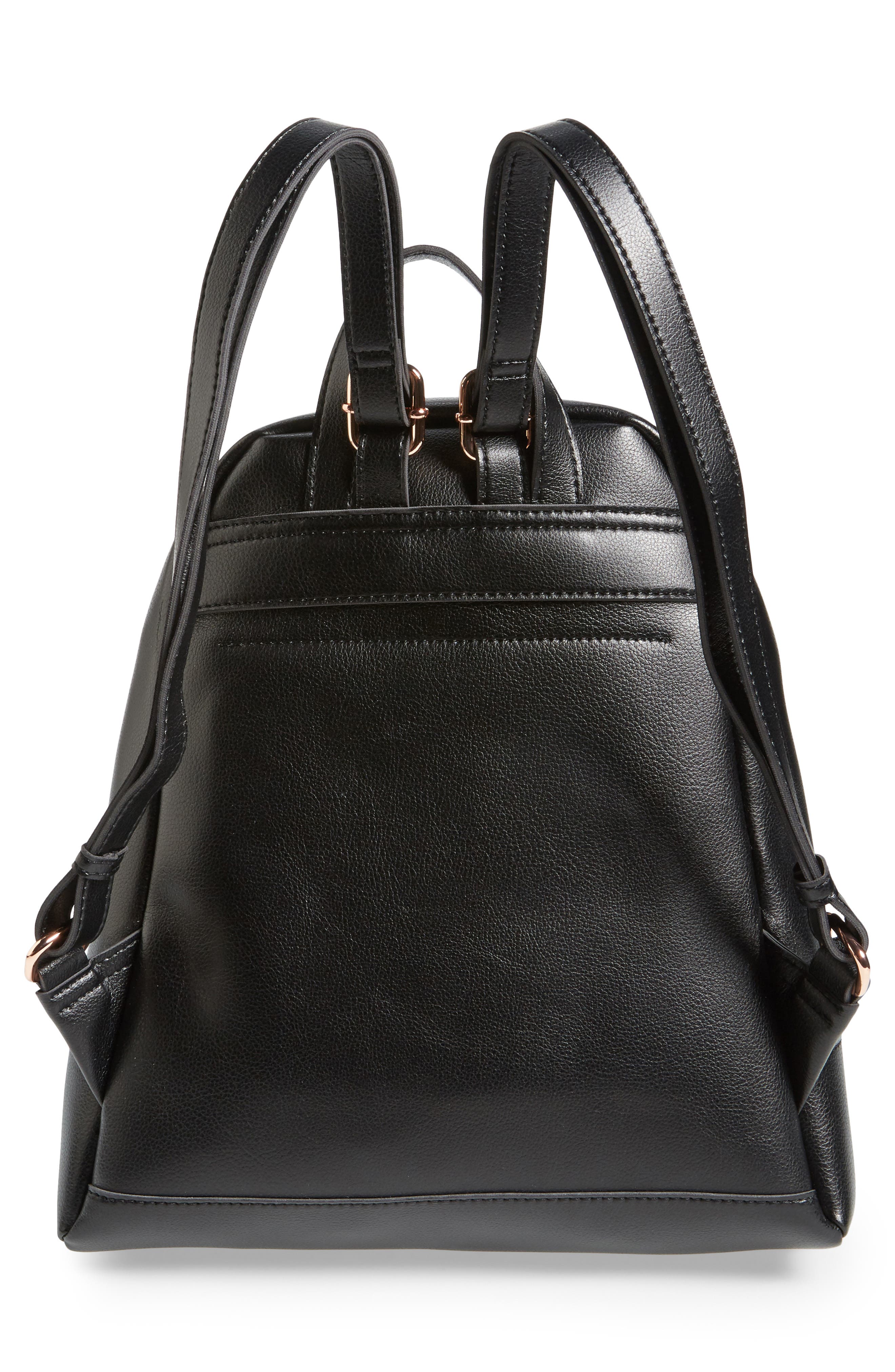 Chester Faux Leather Backpack, Alternate, color, BLACK