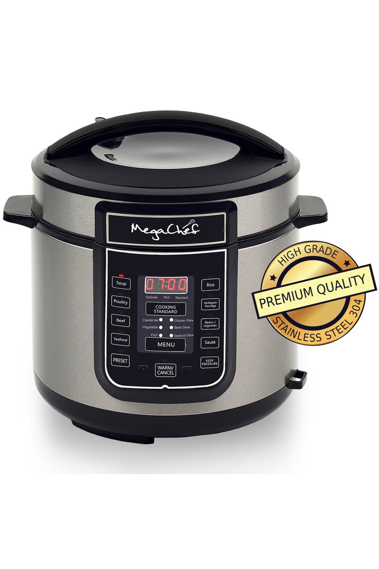 6 Quart Digital Pressure Cooker with 14 Pre-set Multi Function Features, Alternate, color, Grey