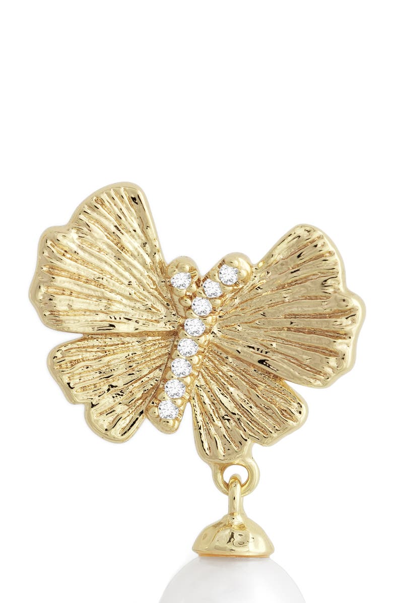 Anabel Aram Jewelry Butterfly & Faux Pearl Drop Earrings, Alternate, color, Gold
