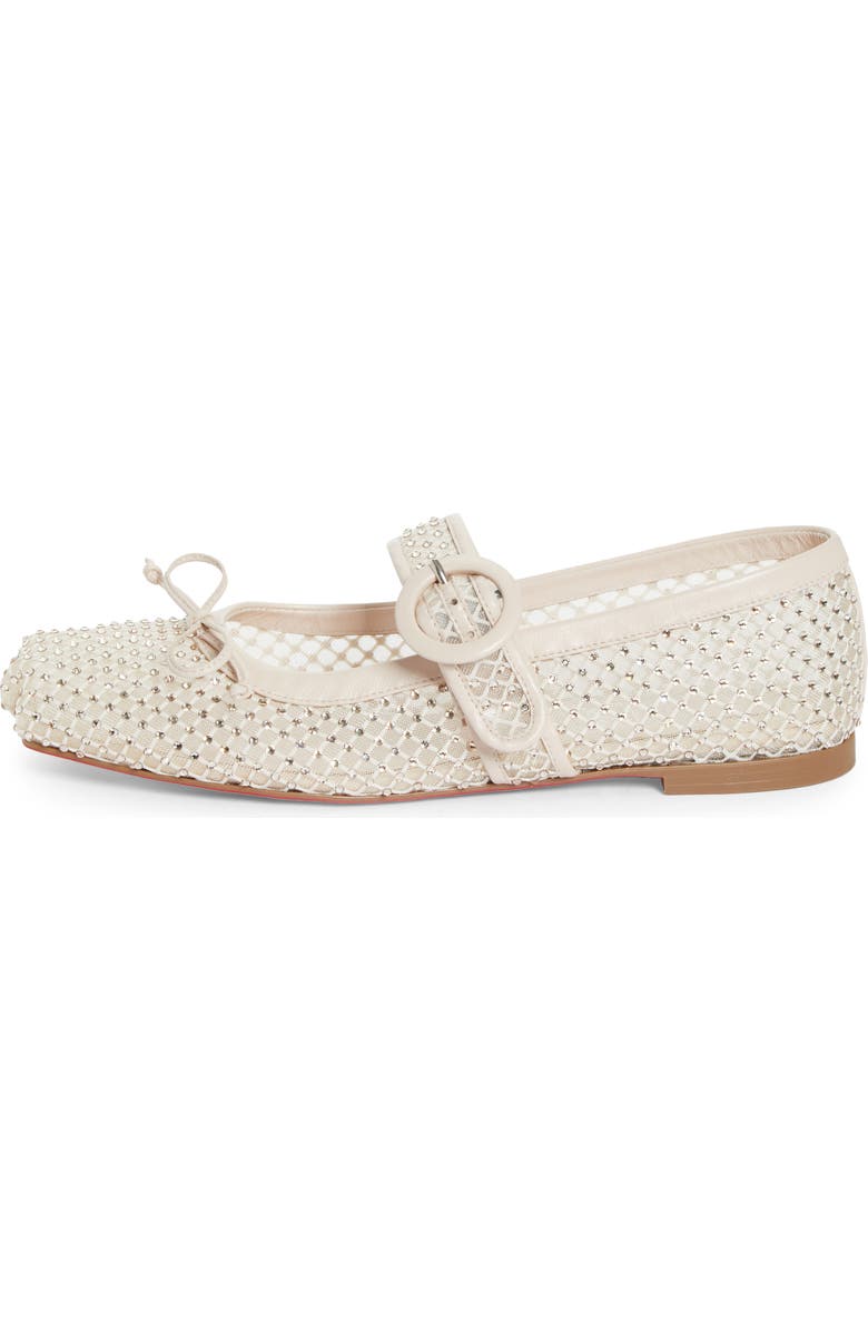 Christian Louboutin Mamastrapitna Crystal Embellished Mesh Flat, Alternate, color, Leche Silk/ Lin Leche