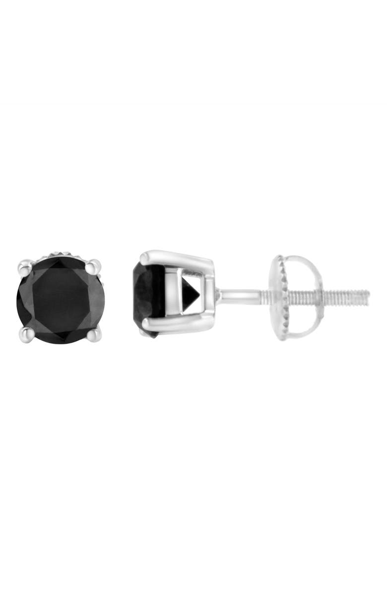 Haus of Brilliance Silver 2.00 Ct Black Diamond Classic Stud Earrings with Screw Backs, Alternate, color, White
