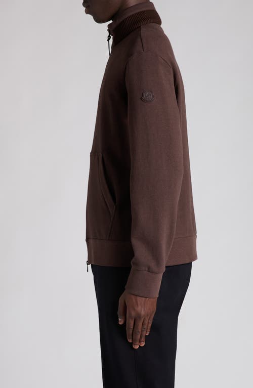 Moncler Cotton And Cashmere Zip-up Sweatshirt In Burgundy