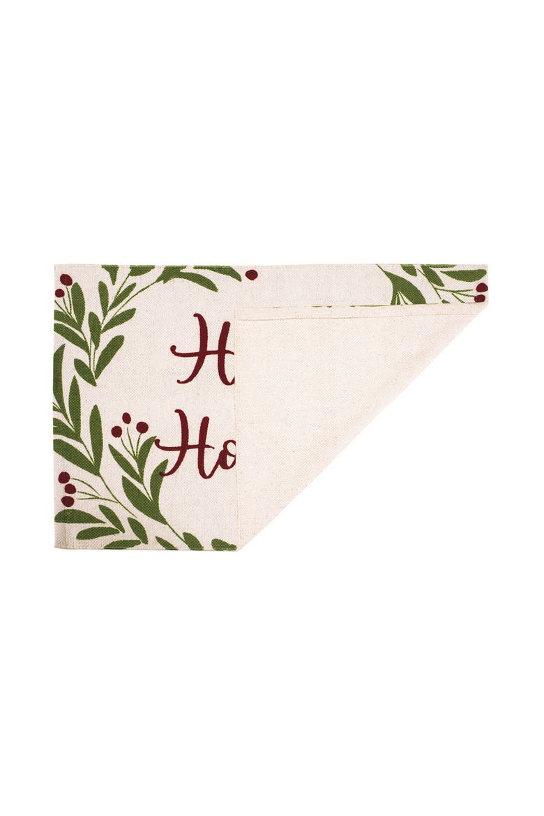24"x36" Happy Holidays Holly Branches Dhurrie Decorative 2'x3' Christmas Area Indoor Rug Mat, Alternate, color, Beige