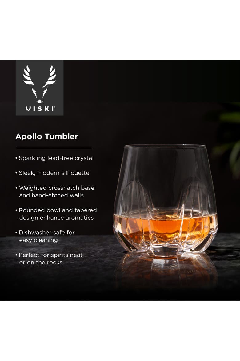 Apollo Crystal Whiskey Tumbler, Alternate, color, Clear
